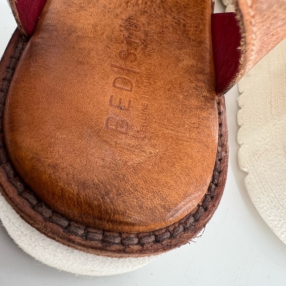 Bed Stu Clancy Leather Cut Out Grommet Buckle Front Zip Sandals In Tan Rustic - Picture 7 of 9